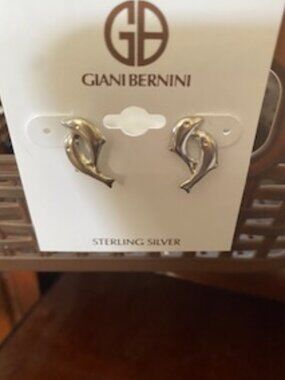 NWT STERLING SILVER GIANI BERNINI DOLPHIN PAIR EARRINGS